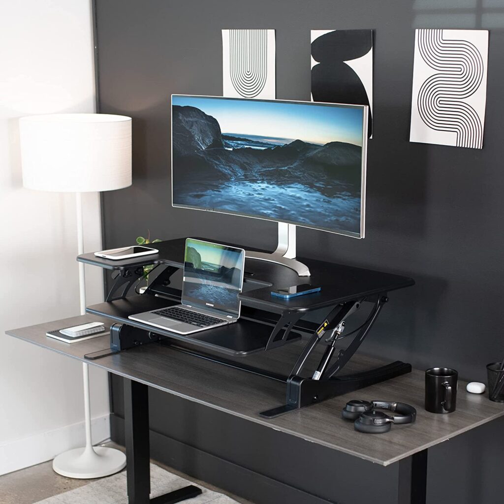 VIVO Height Adjustable 42 inch Stand Up workspace Desk Converter