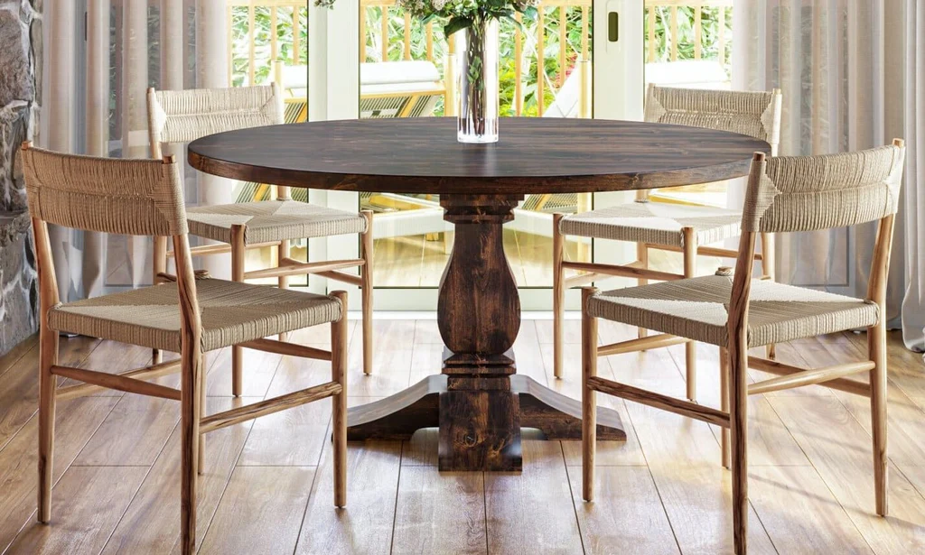 Round kitchen table for 4 with pedestal