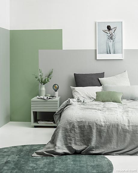 combination of green and grey at home design