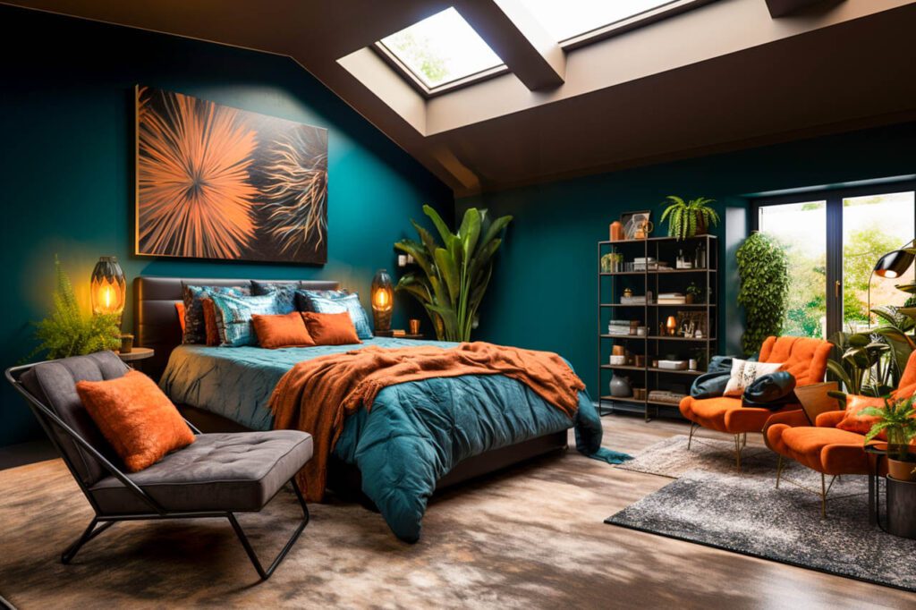 teal green bedroom